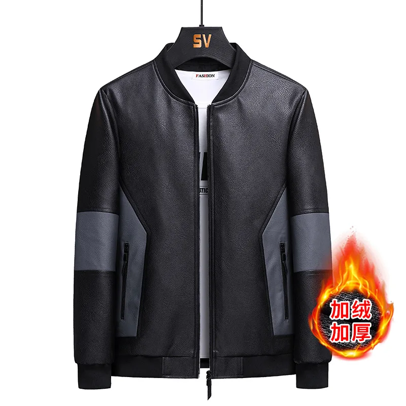 

Large Leather Men's Autumn and Winter Fashion Fat Men Fatten Up Loose Stitching Fat Guy Leather Jacket 2022 NEW