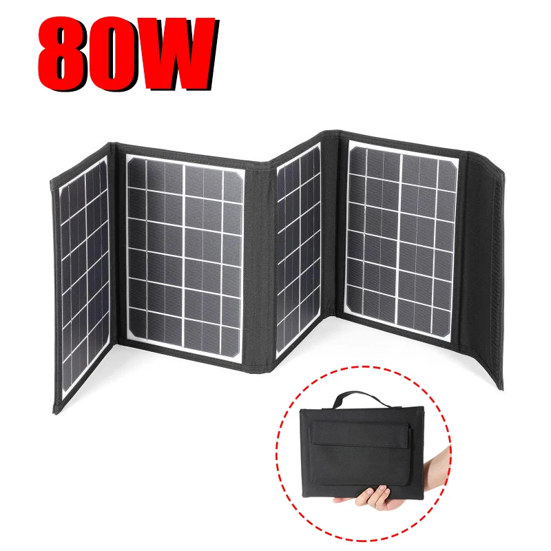 

80W Outdoor Portable Foldable Solar Cells Bag 5V Solar Fast Charging Dual USB Output High-Efficiency Solar Panel Backpack