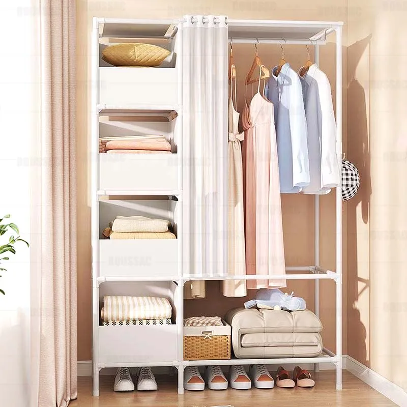 Simple Clothes Rack Coat Rack Metal Bedroom Wardrobe Space-saving Clothes Hanger Stand Organier Home Dorm Floor Drying Rack