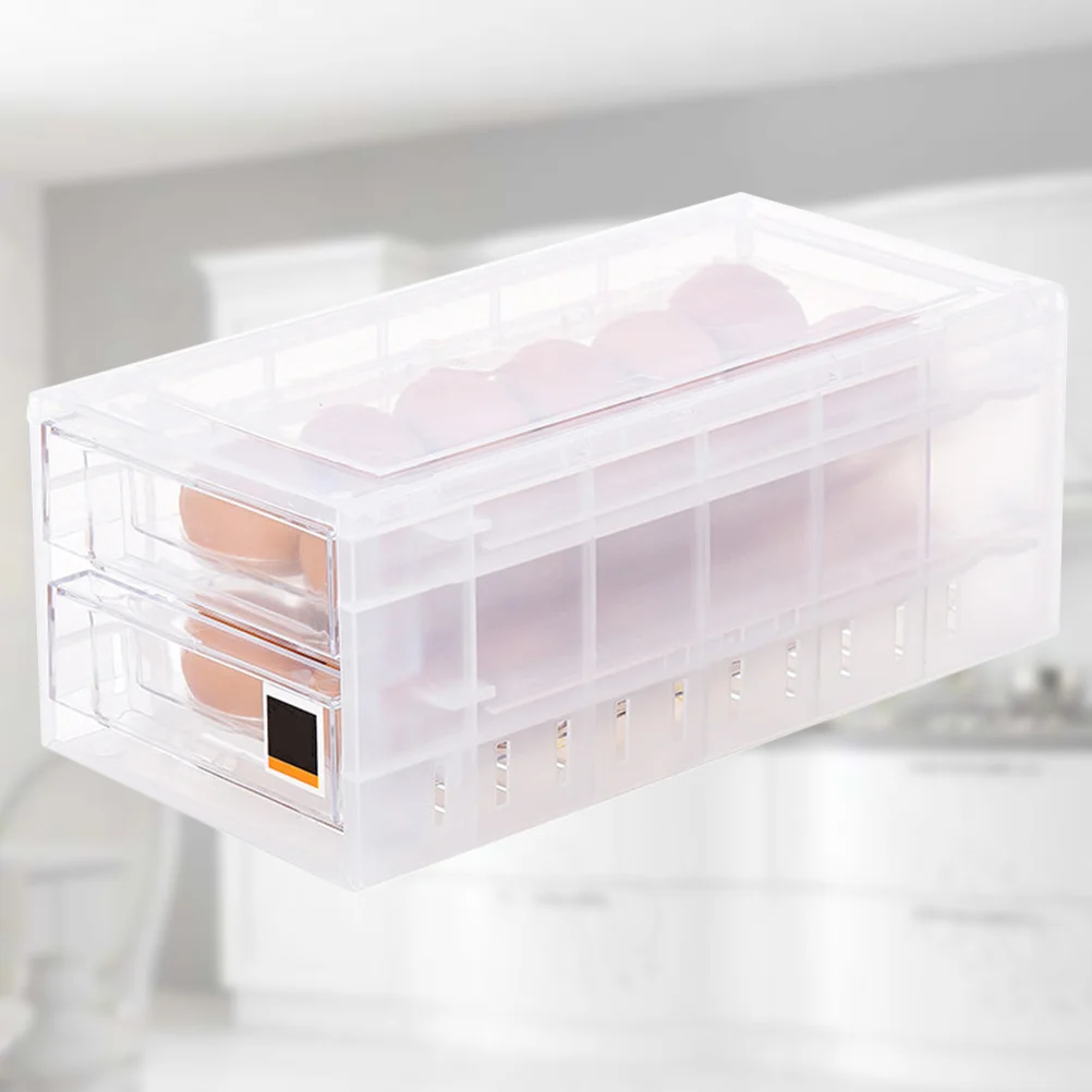 

1pc Double Layer Drawer Egg Box 24 Grid Plastic Eggs Tray Holder Container Refrigerator Food Preservation Box