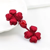 elegant red satin handmade weave butterfly heart four leaf clover bead chinese knot buttons cheongsam tang suit sewing crafts