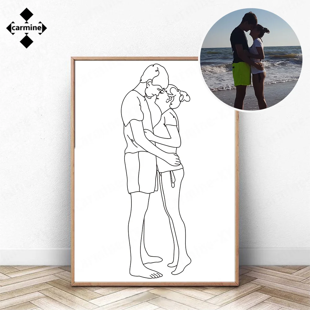 Пользовательская линия холст живопись обнаженный портрет семейный друг от фото