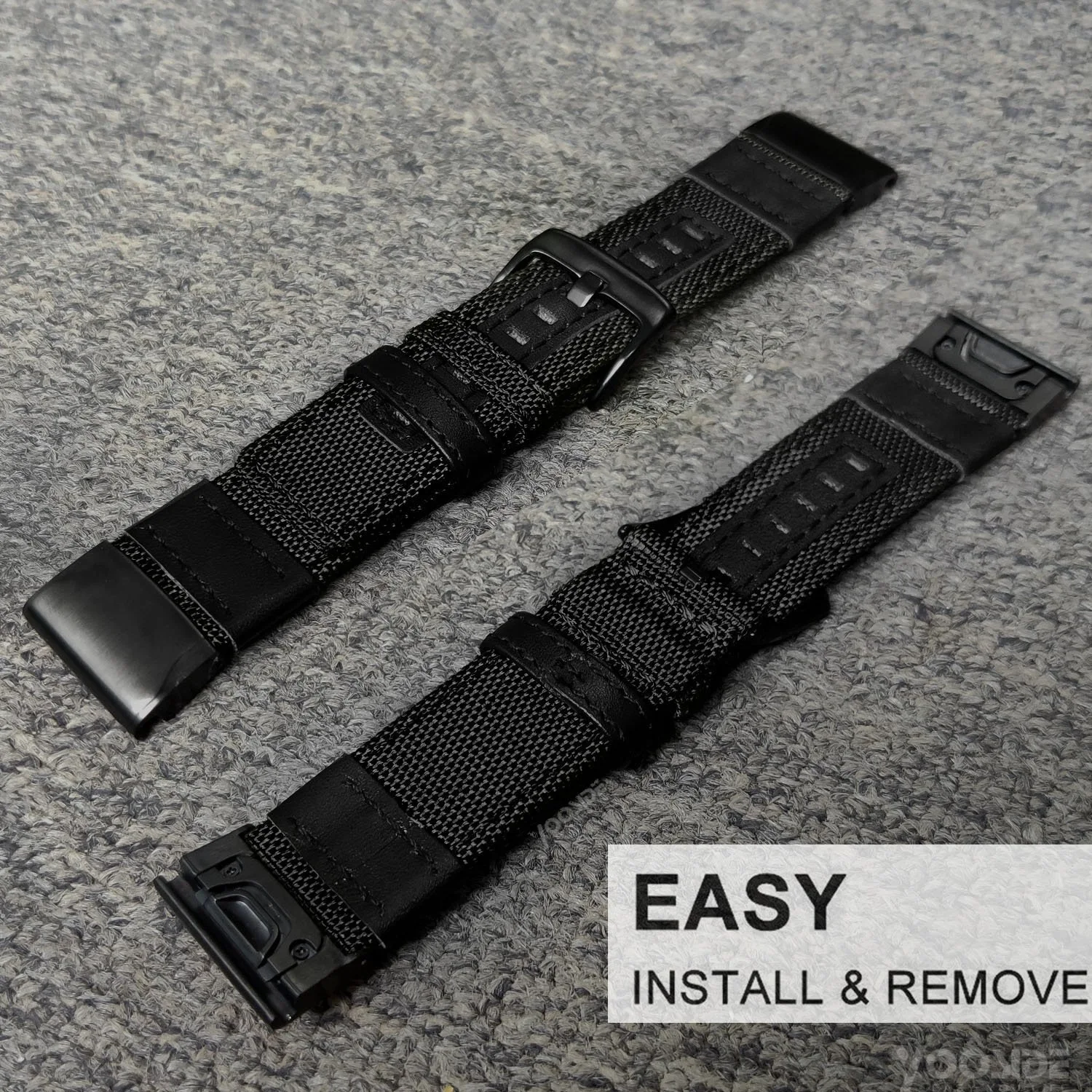 22/26mm canvas Strap Quick Release Nylon & leather Easyfit Replacement Wristband For Garmin Fenix 5 plus 5X 6 6X Pro 3HR 935 945