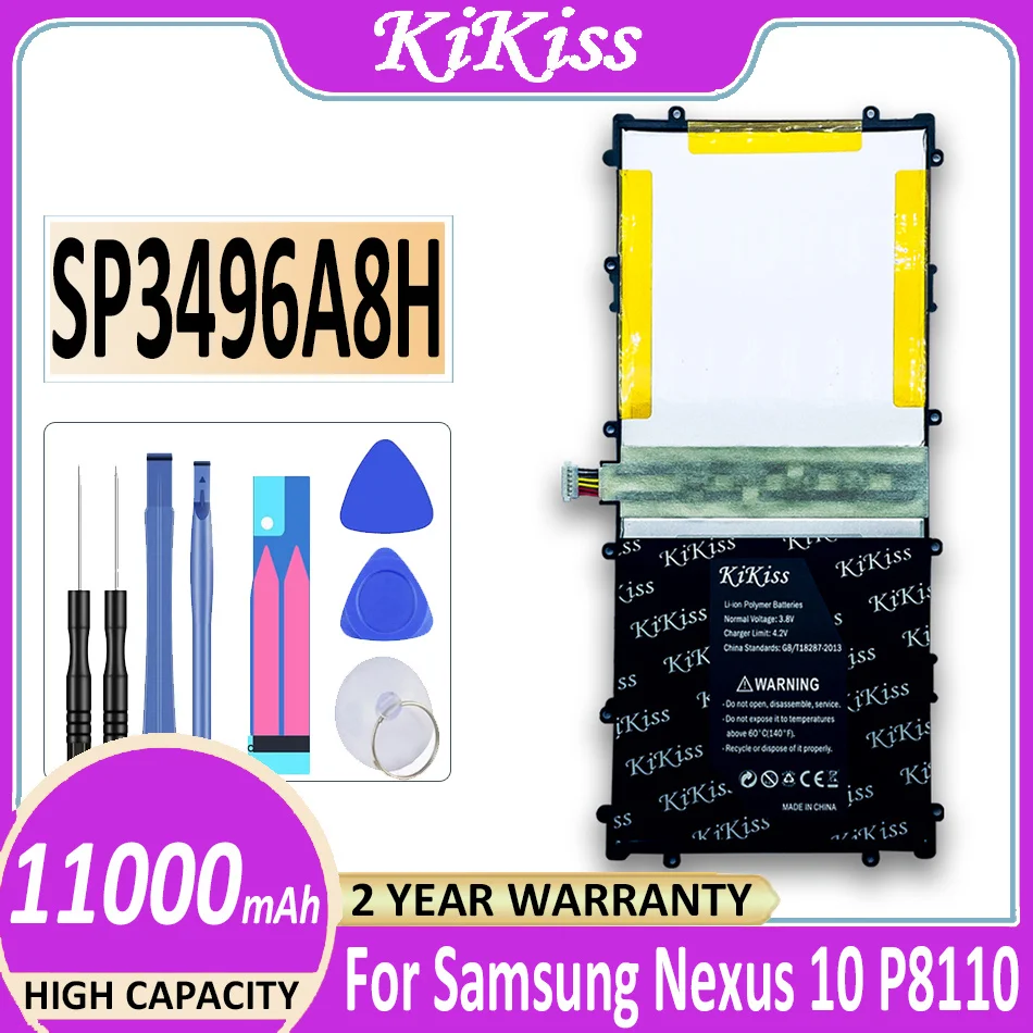 

Original KiKiss Battery SP3496A8H 11000mAh Tablet Battery For Samsung Google Nexus 10 GT-P8110 P8110 Nexus10 Li-ion Bateria
