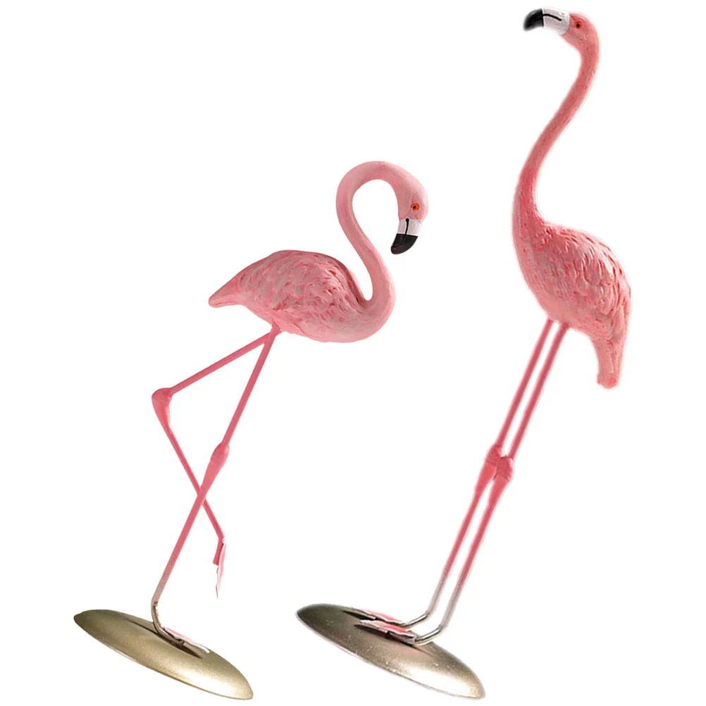 

2 Pcs Small Decor Items Shelf Household Flamingo Statue Desk Home Decorations Light Modern Decorative Objects Dining Table