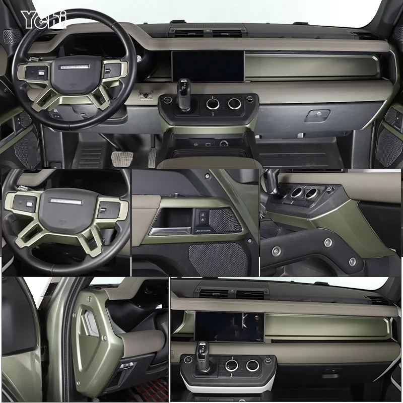 

ABS Green For Land Rover Defender 110 2020-2023 Car Interior Modification Protection Cover Decorative Patch Car Accessories