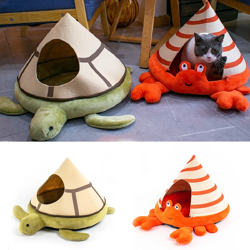 

Cat Bed Dog Cat Detachable Natural Felt Cushion Cat House Tent Winter Warm Sleep Cave Bag Breathable Pet Cushion Mat Portable
