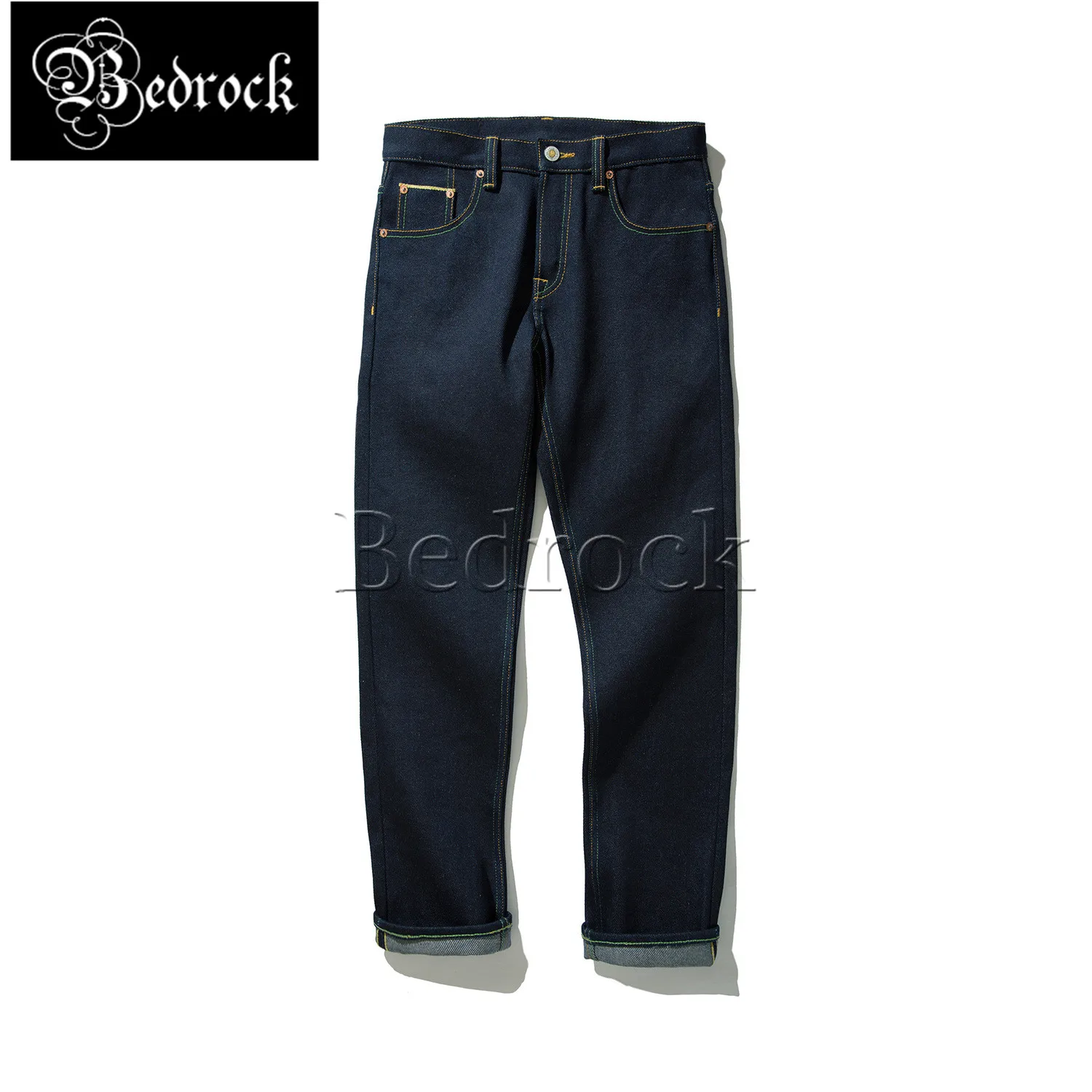 MBBCAR original 24oz indigo heavy tough guy collection cattle jeans men unwashed raw denim jeans button fly straight pants 7059