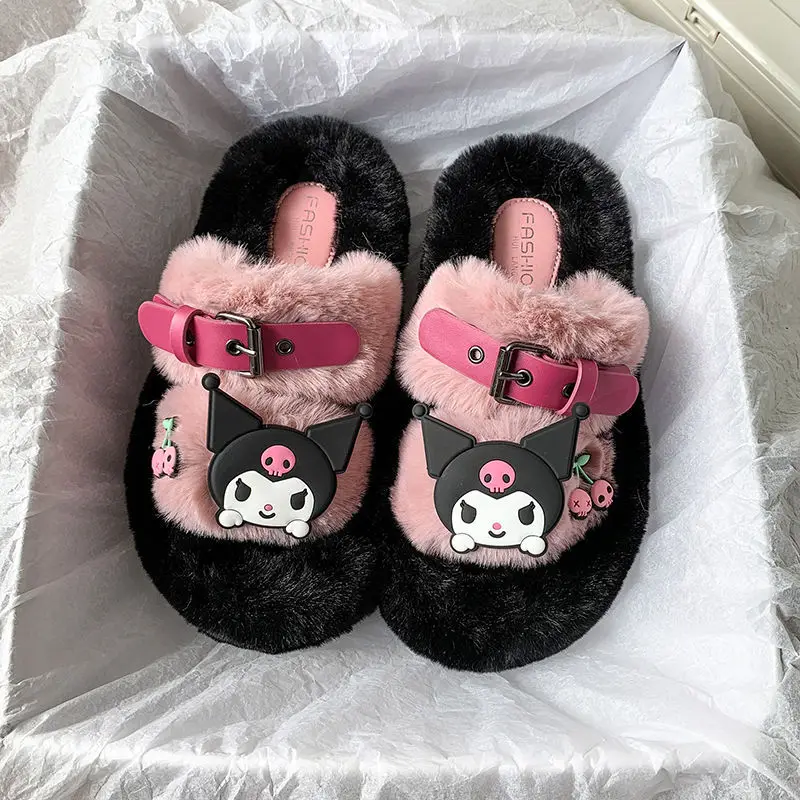 

Cartoon Sanrio Slippers Hello Kitty My Melody Soft and Comfortable Thick Bottom Buttoned Cotton Slippers Creative Girl Gifts