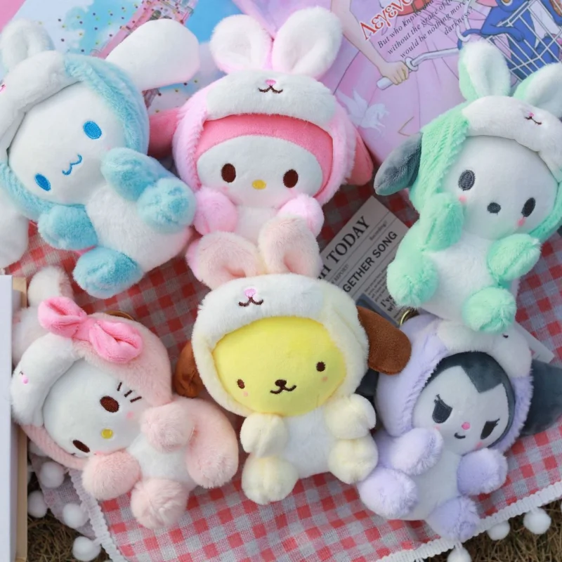 

Sanrio kawaii anime cartoon new exquisite simple and cute Hello Kitty Kulomi doll plush pendant key chain bag pendant wholesale