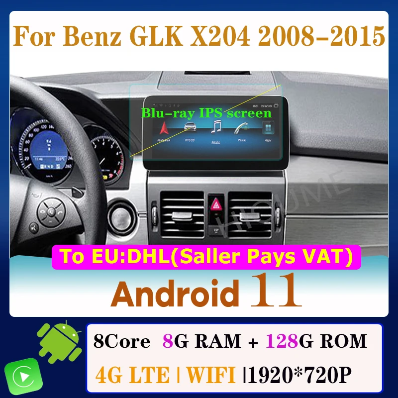 

12.5"/10.25" Android 11 8 Core 8G+128G Car DVD Radio Multimedia Player GPS Navigation for Mercedes Benz GLK Class X204 2008-2015