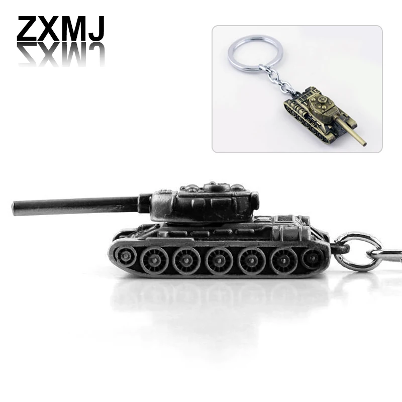 

ZXMJ Fashion Hip-hop Keychains Tank Model Keychain for Men World of Tanks Pendant Car Key Pendant Jewelry Creative Small Gift