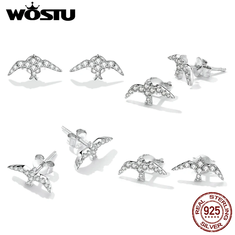 Женские серьги-гвоздики в виде птицы из серебра 925 пробы |