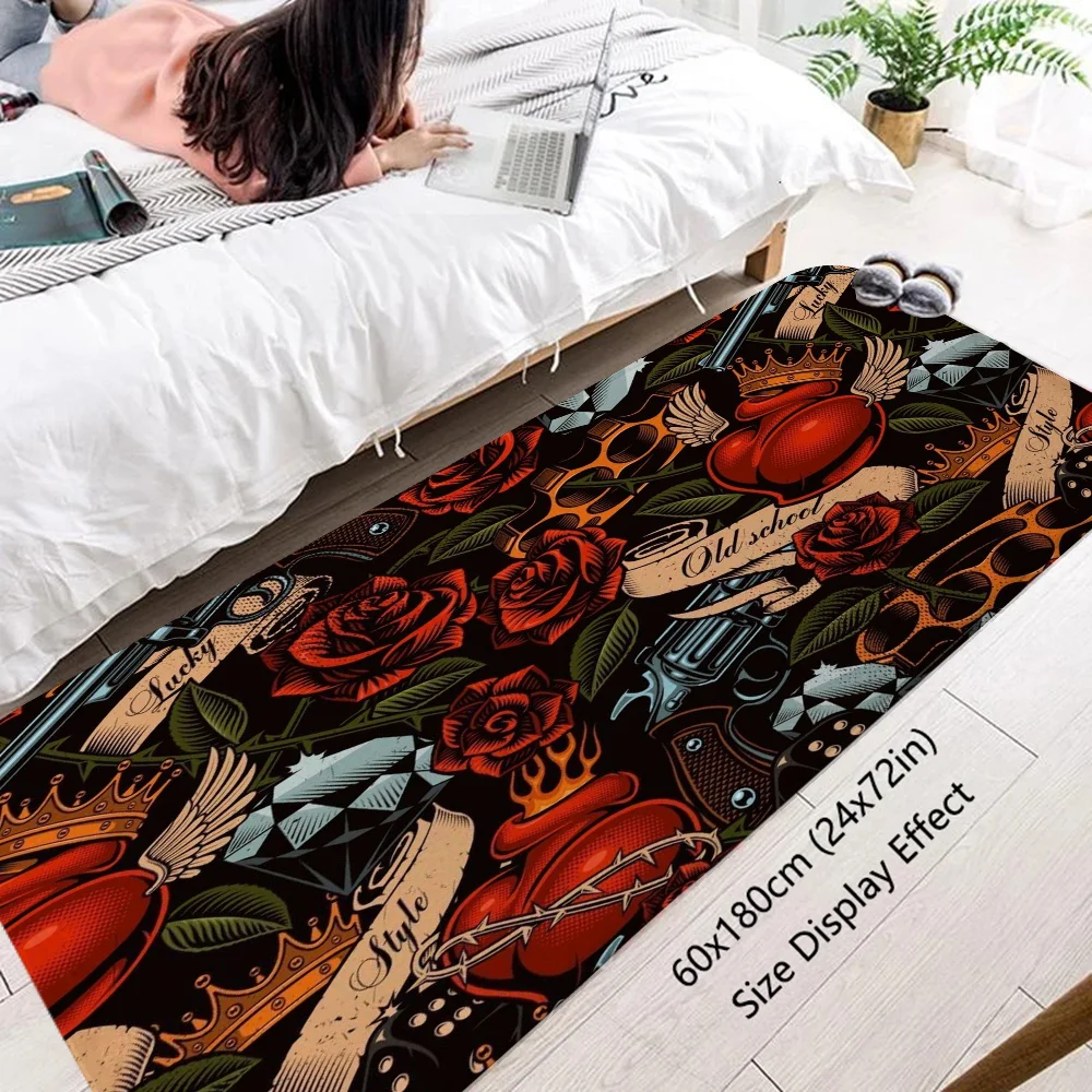 Новый Школьный Входной Коврик С Тату-дизайном Современный Стиль Замшевый