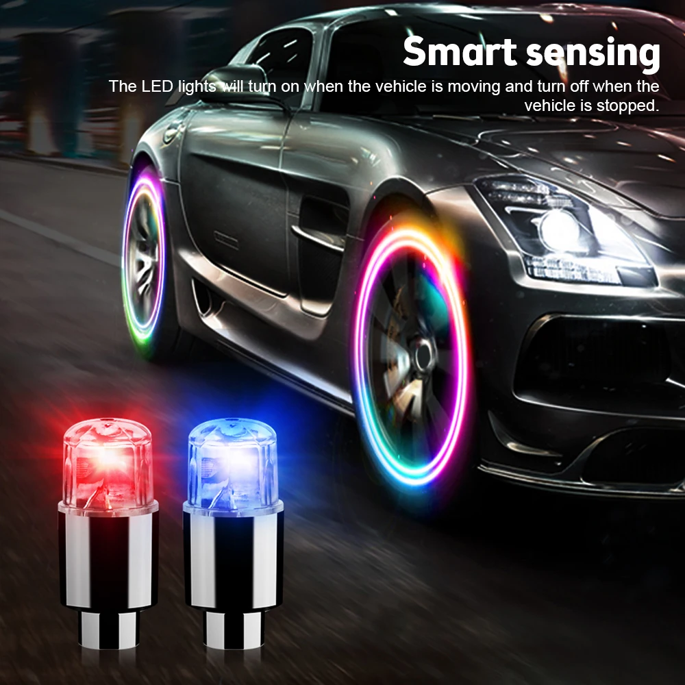 

2pcs Car Wheel Lights Waterproof Car Wheel Tire Tyre Air Valve Stem LED Light Cap Cover Accessories for Car Motorcycle