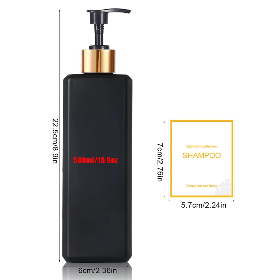Пластиковые бутылки для шампуня кондиционера душа ванной комнаты дозатор 500 мл/16
