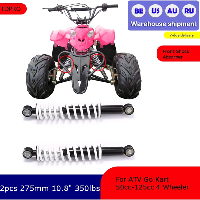 

2Pcs Front Shock Absorber Motorcycle 275mm 10.8" 350lbs Shocks Spring For ATV Go Kart 50cc-125cc 4 Wheeler Motor Parts