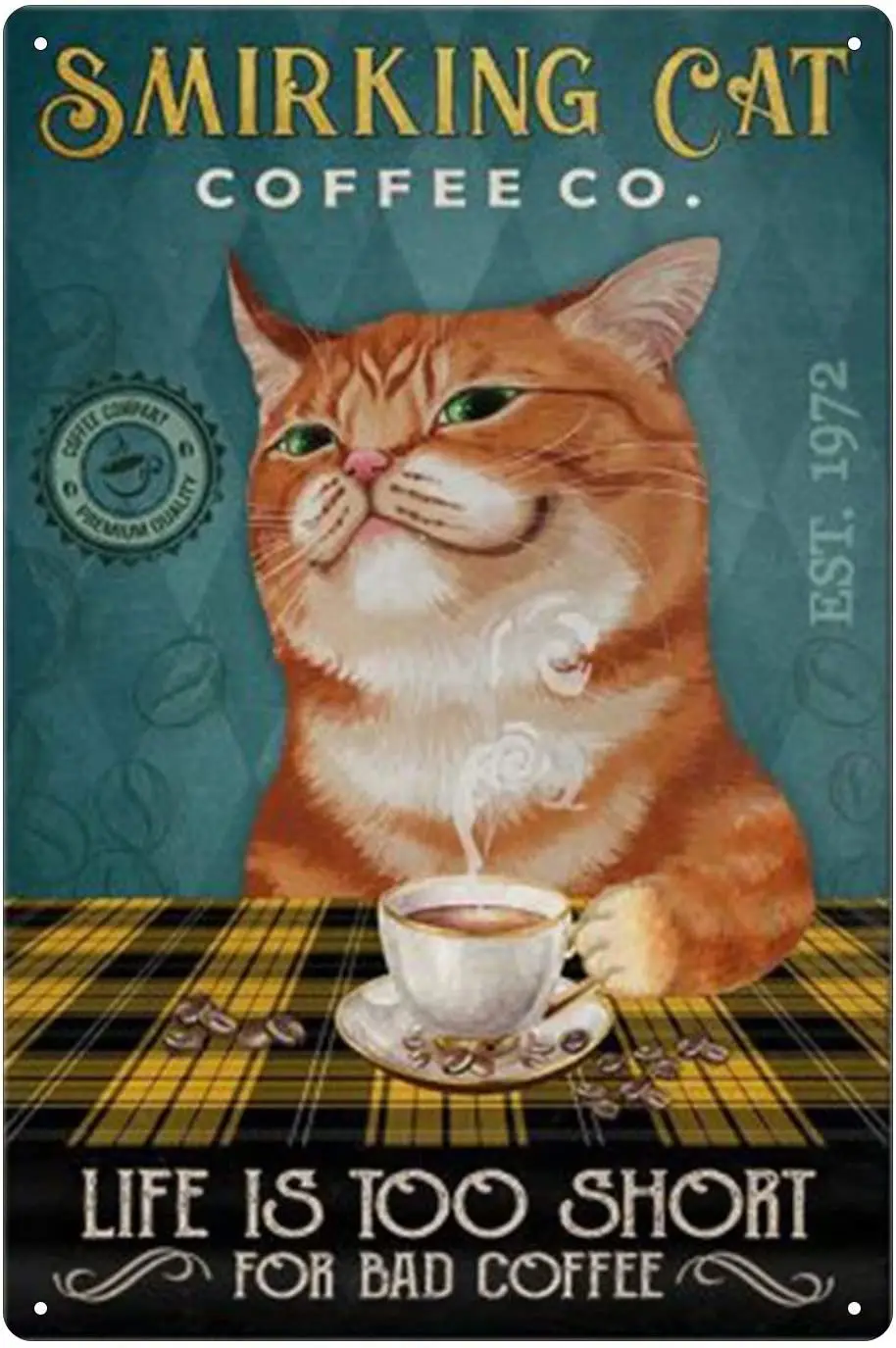 

Smirking Cat Metal Tin Sign Wall Plaque Retro Coffee Shop Bar Club Pub Decoration Poster 8x12 inch Sign3