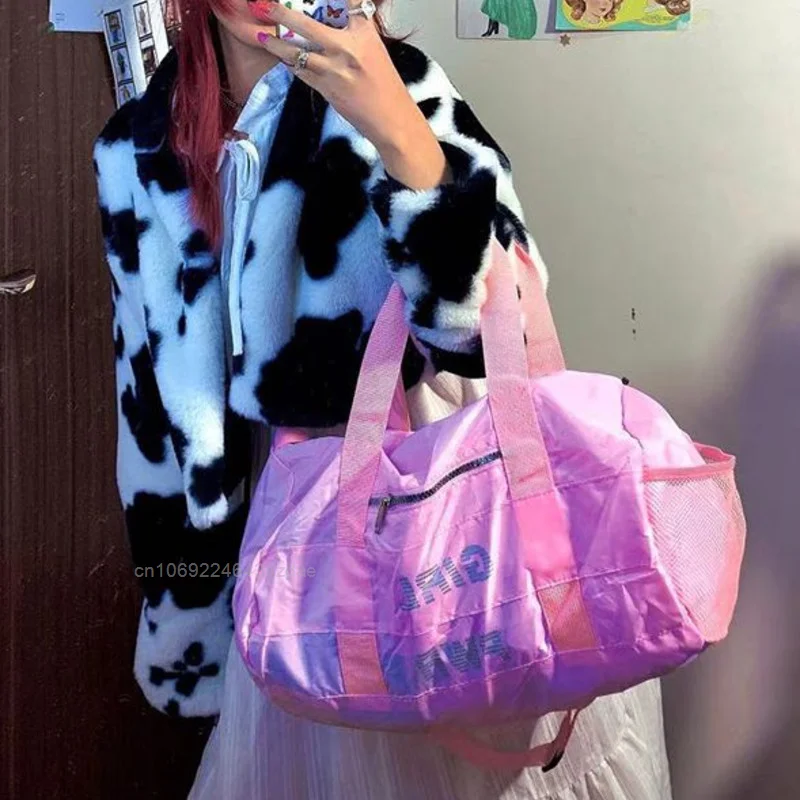 

Large Capacity Crossbody Bags Women Fashion Casual Sports Shoulder Bags For Y2k Girl Korean Street Style Pink Travel Bag