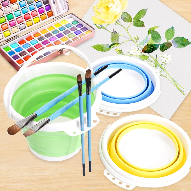 

1 Pcs Foldable Paint Brush Cleaning Machine Silicone Washing Bucket Brush Painting Pen Wash Barrel For Watercolor Oil Painting