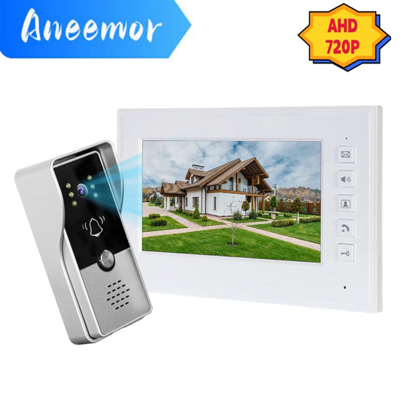 7 Inch Video Door Phone 720P Doorbell Camera Apartment Remote Access Control Wired Visual Intercom for Home Security System
