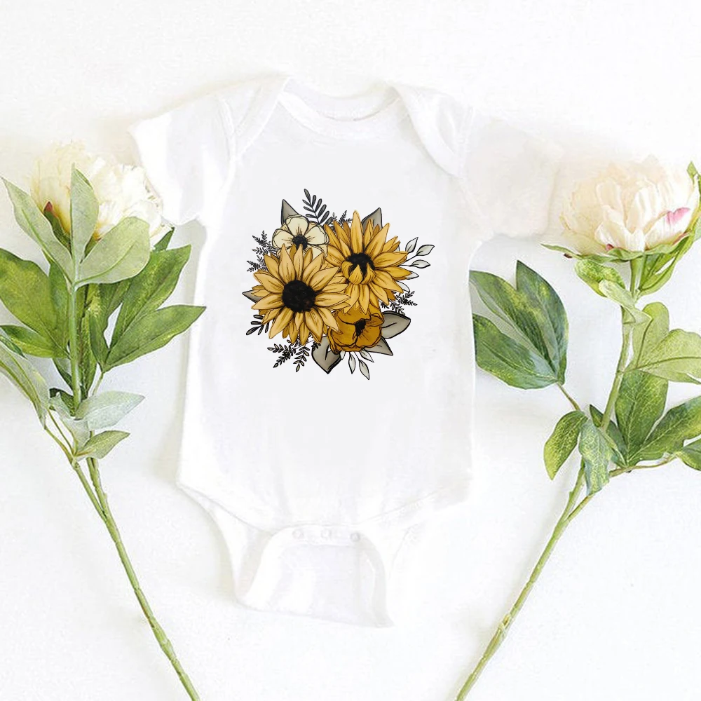 

Детское боди с коротким рукавом, с принтом подсолнухов