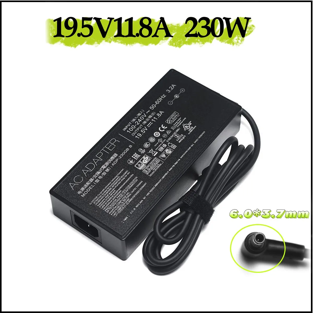 19.5v 11.8a 230w 6.0*3.7mm Adp-230gb B Ac Power Charger For Asus Rog Strix G531gv-db76