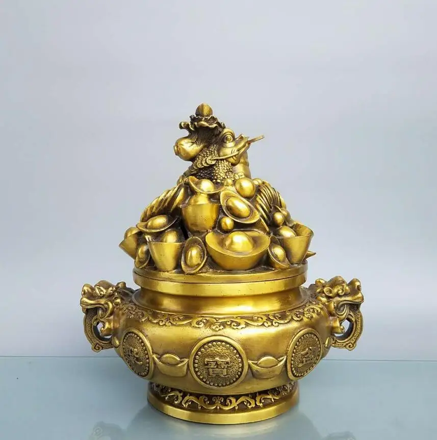 

Pure copper gold toad cornucopia ornaments living room office geomantic omen Zhaocai Jucai piggy bank store opening ornaments