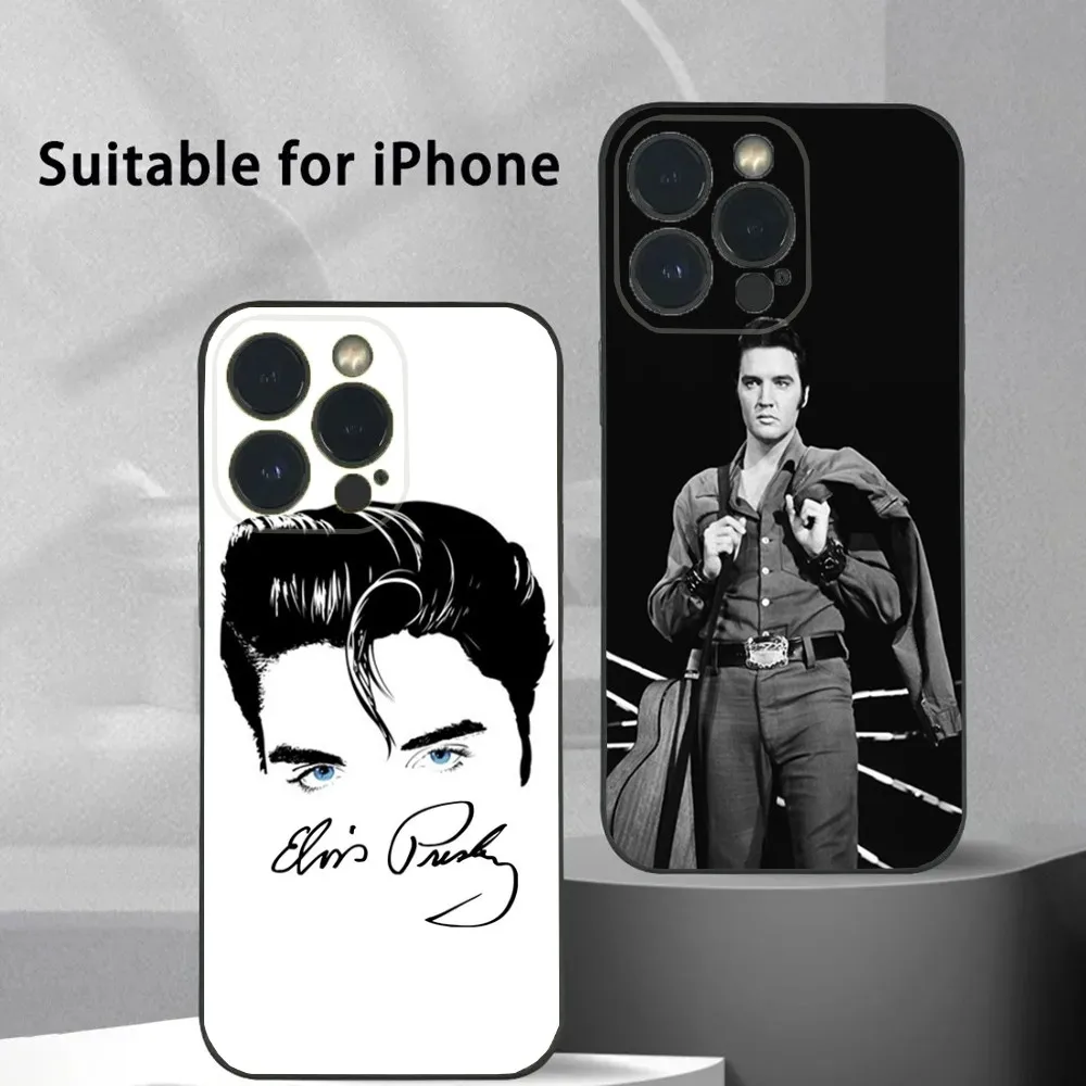 Super cool E-Elvis Presley Phone Case For iPhone 16 15 14 13 12 11 Plus Pro Max XS X XR SE Mini 8 7 Soft Silicone Black Cover