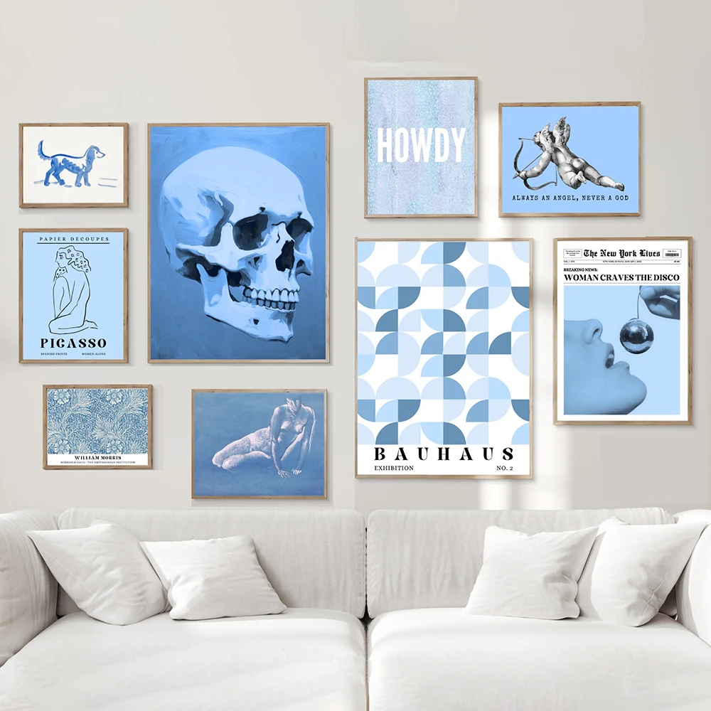 

Gallery Wall Blue Pastel Prints Matisse Preppy Poster Flower Market Wall Art Canvas Painting Nordic Abstract Pictures Home Decor