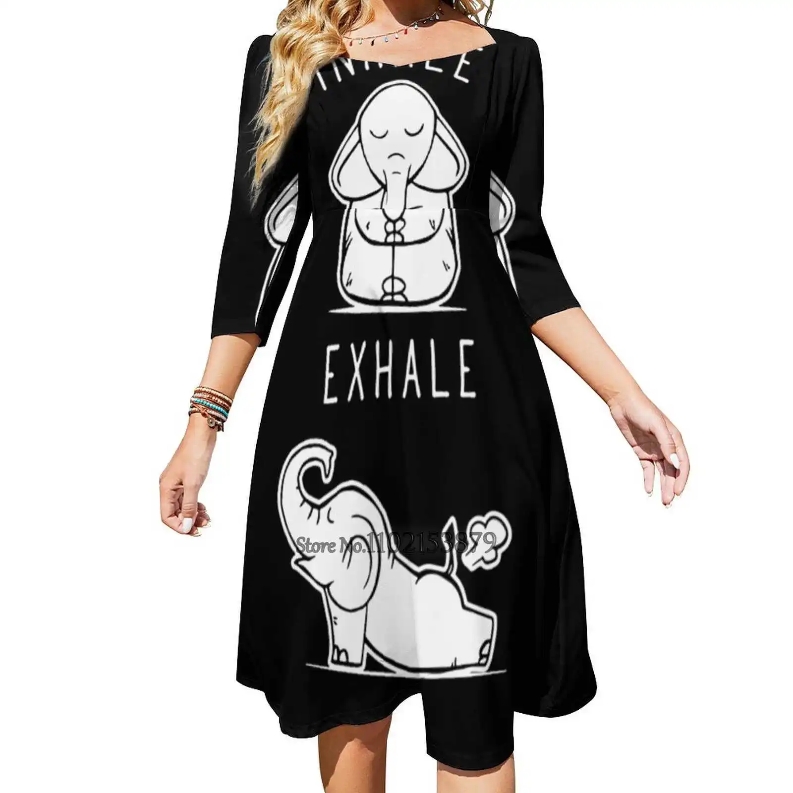 

Забавное платье со слоном на выдохе, платье для йоги на шнуровке с открытой спиной, платье с квадратным вырезом, милое элегантное платье, заб...