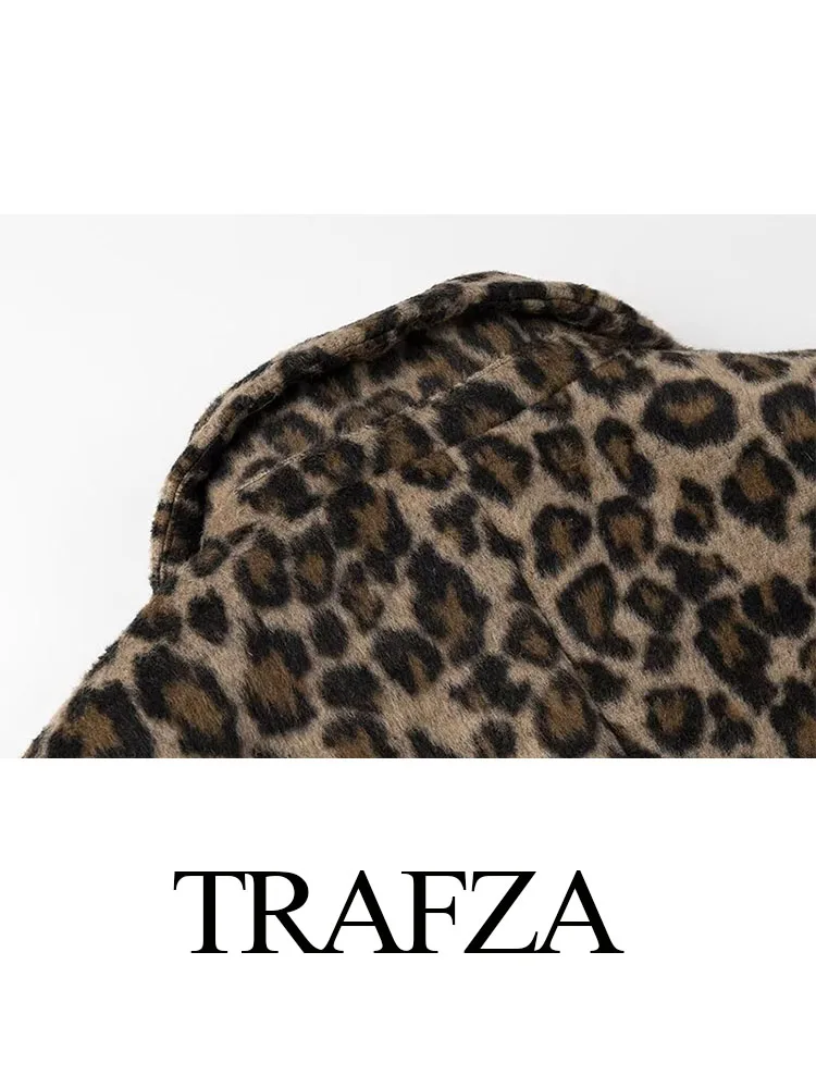 Женский леопардовый Блейзер TRAFZA винтажный пиджак с одной пряжкой воротником