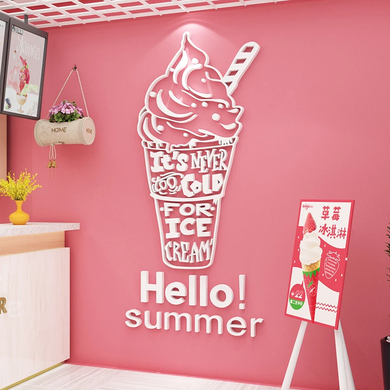 

WS250 Ice cream shop decoration dessert cream wall cold drink advertising poster sticker painting net red milk tea decoration