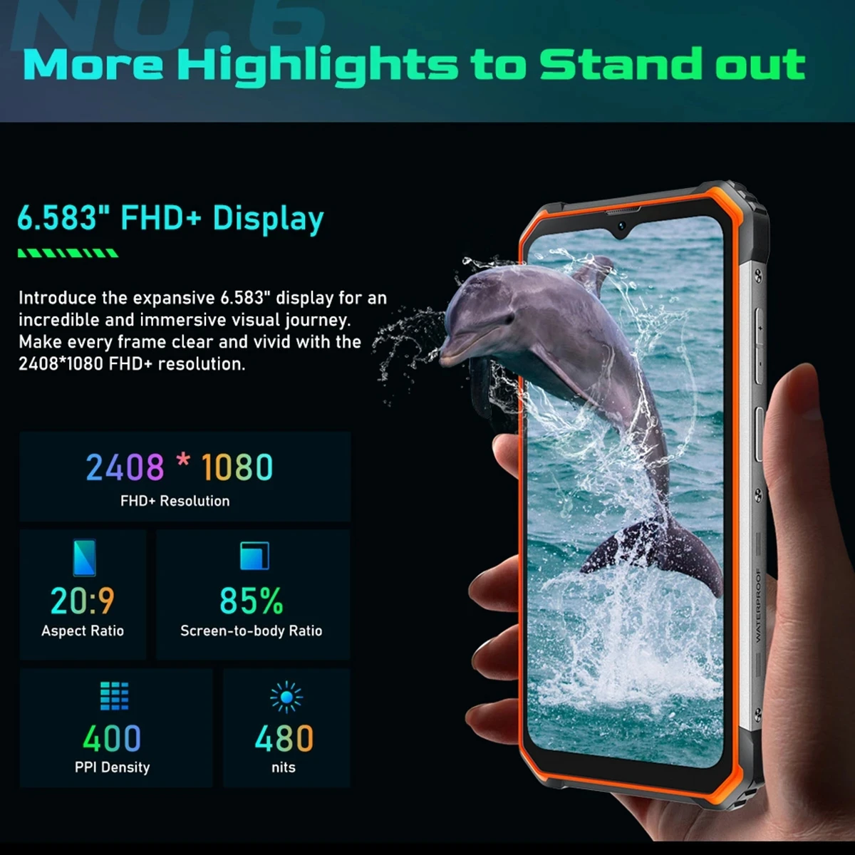 Blackview BV7100 Rugged Phone 6.58'' Waterproof Cell Phone 6GB 128GB 13000mAh Andriod 12 Octa Core Mobile Phone