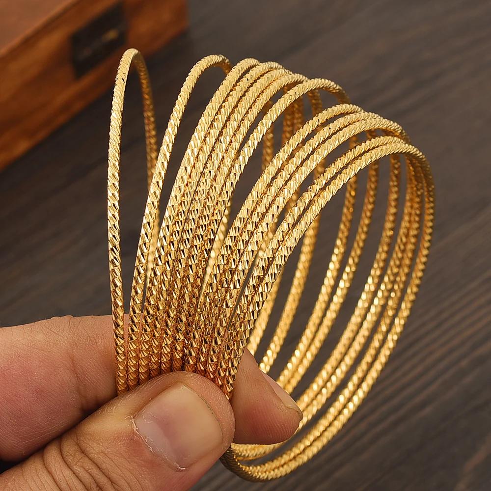 

24k Gold Women Gold Big Dubai Bride Wedding Ethiopian Bracelet Africa Bangle Arab Jewelry Gold Charmgirls India Gifts