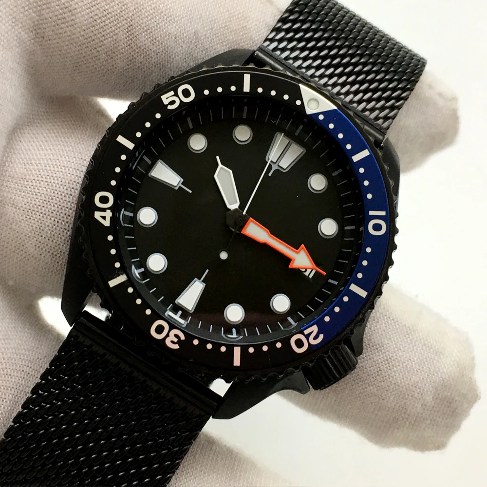 

42MM Steel Diving Watch Automatic Mechanical Men's Watch NH35A Movement Aseptic Black Dial Black Case Strap PARNSRPE