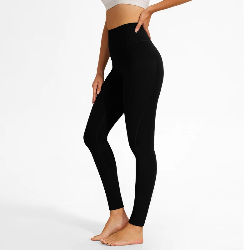 New Style High Waist Push Up Fitness Yoga Leggings Women's With Pocket Ankle Length Solid Yoga Pants Girls Gym Training Tights