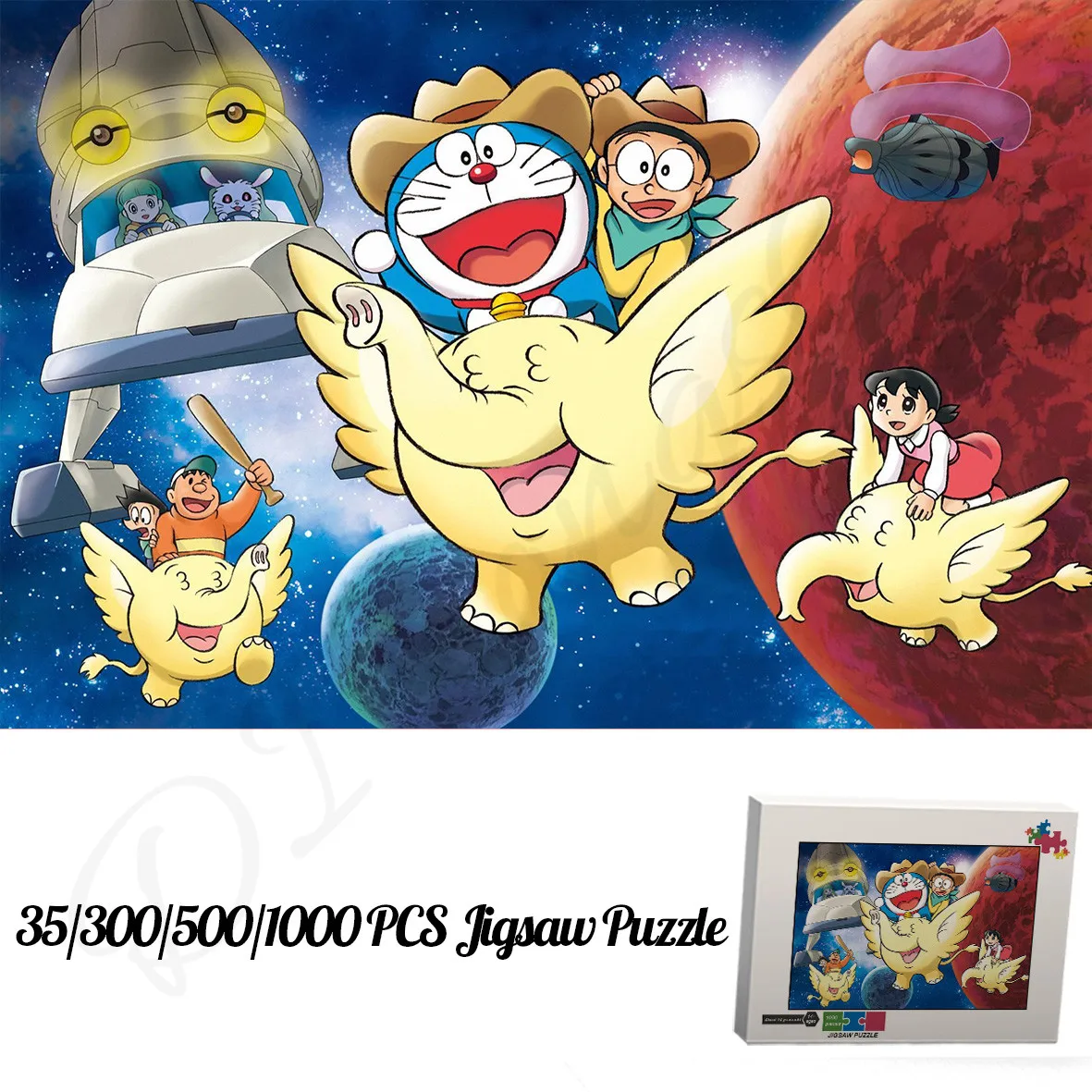 

Puzzles for Kids Nobita's History of Space Development Cartoon Doraemon 1000 Pieces Wooden Jigsaw Puzzles Entertainment Toys
