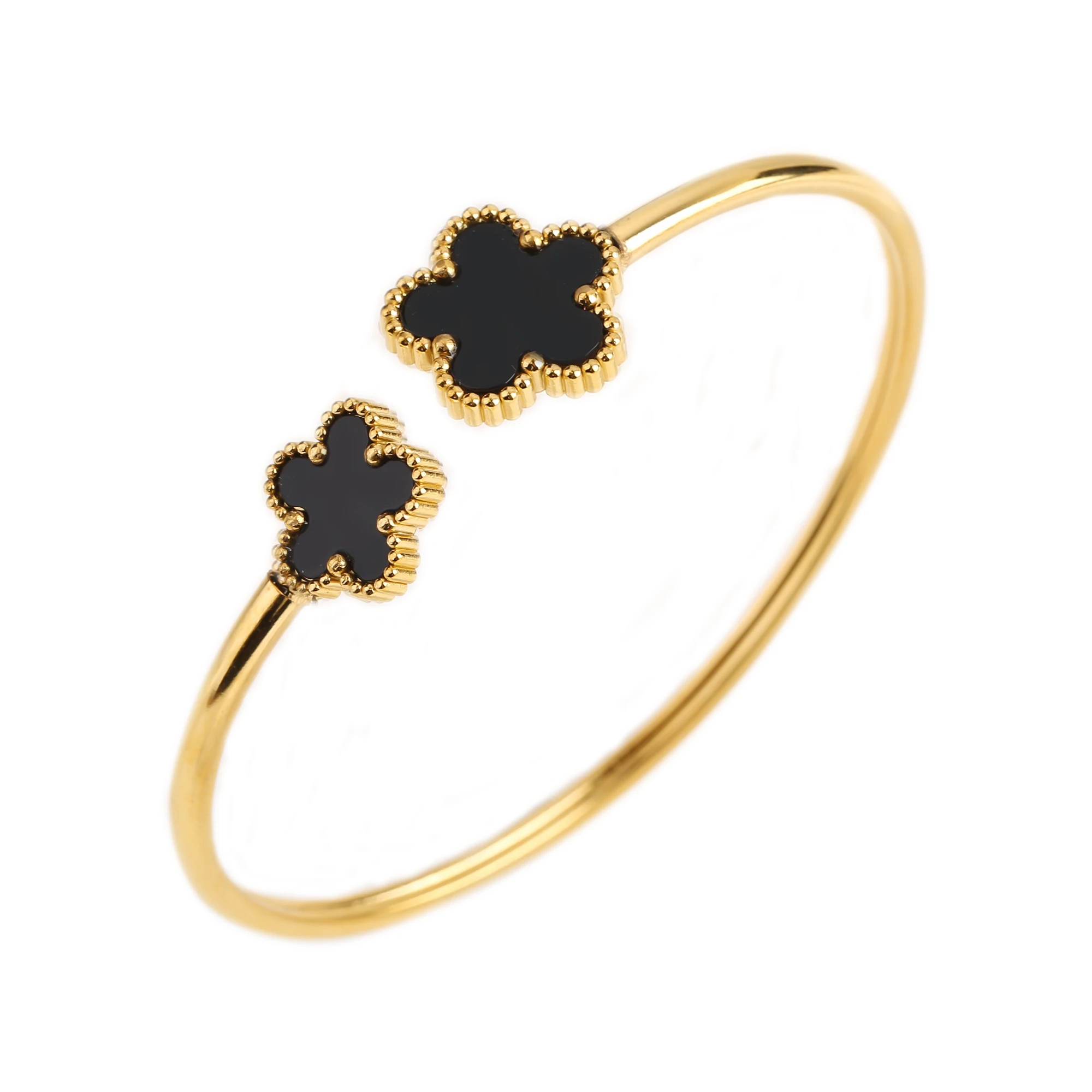 Позолоченный Браслет с изображением клевера, Простой браслет из ...