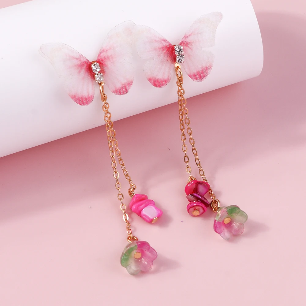 

Original Design Chic Pink Flower Butterfly Dangle Earrings for Women Trendy Stud Earring Wedding Party Jewelry Gifts