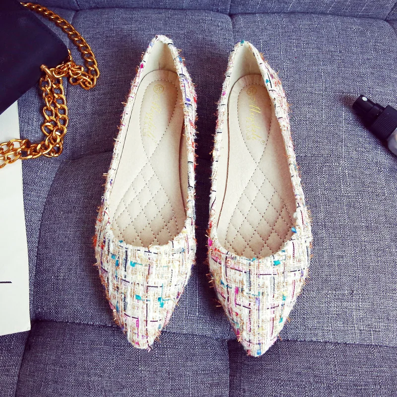 Брендовые дизайнерские твидовые туфли на плоской подошве Элегантные женские