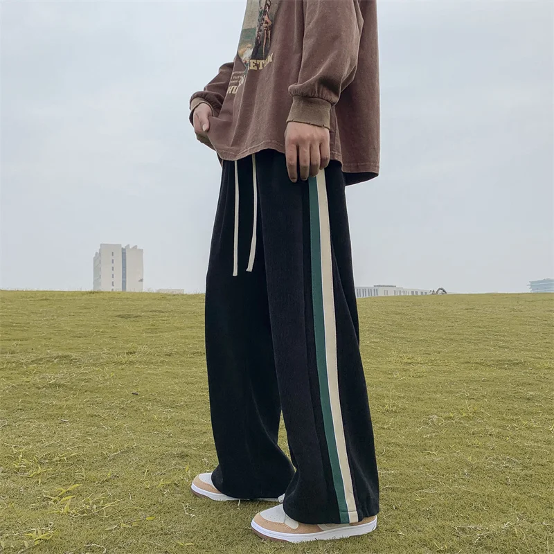 

2023 Summer Hip Hop Thin Quick Drying Men's Ice Silk Straight Loose Casual Pants Straight Simple Baggy Trousers Male A50