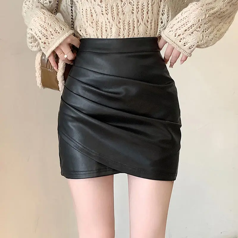 NiXis Женская мини-юбка из искусственной кожи черная