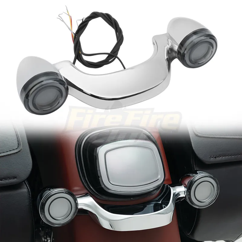 

Motorcycle Chrome LED Rear Turn Signal Brake Light Bar Lamp For Harley Touring Road Street Glide Road King Special 2010-2021