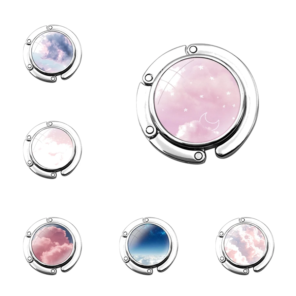 Милый искусственный складной кошелек с рисунком облаков крючок для женского