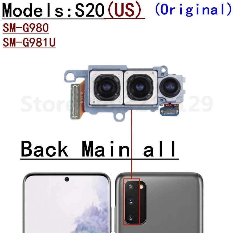 Фото Полный комплект передней и задней основной камеры для Samsung Galaxy S20 5G G980 G981 G981F G981U, широкий гибкий кабель задней камеры №4