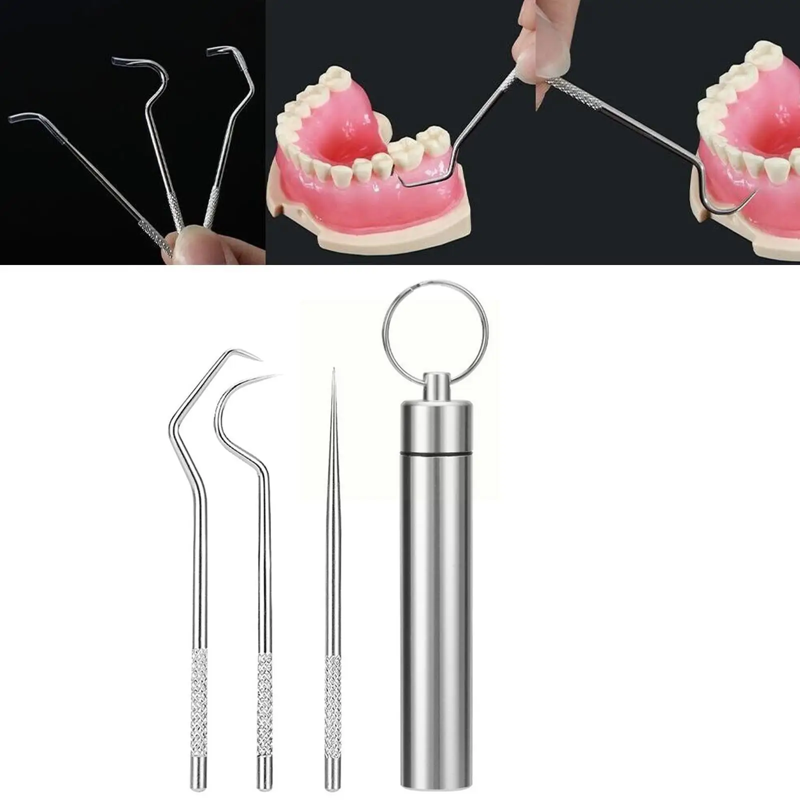 

304 Steel Toothpick Cleaning Kit Keychain Portable Cleaning Tool Outdoor Teeth Tooth Keychain Cleaning Kit Hook Z8n8