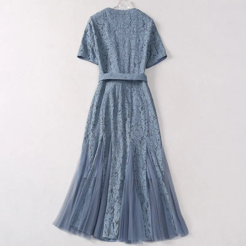 Сетчатые Лоскутные женские кружевные платья с вышивкой Модные Повседневные