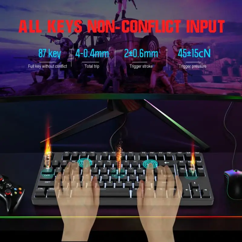 

Gaming Keyboard Portable Rgb Usb 87-key Backlight Gaming Accessories Usb Wired Keyboard Home Office Keyboard Usb Keyboard