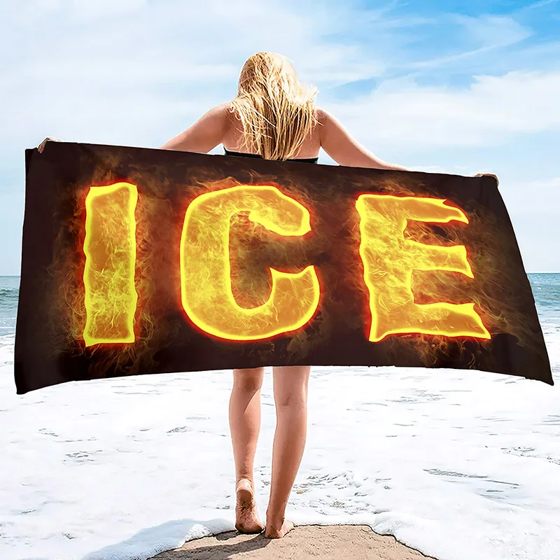 

Пляжное полотенце из микрофибры с ледяным пламенем, огромное пляжное быстросохнущее банное полотенце для бассейна, мягкое пляжное полотенце